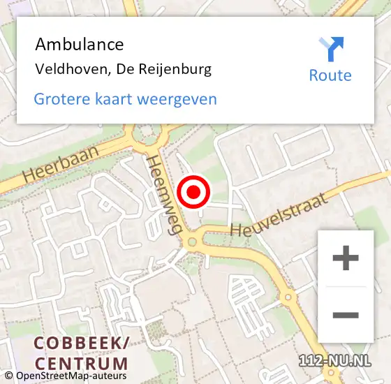 Locatie op kaart van de 112 melding: Ambulance Veldhoven, De Reijenburg op 7 april 2020 14:18