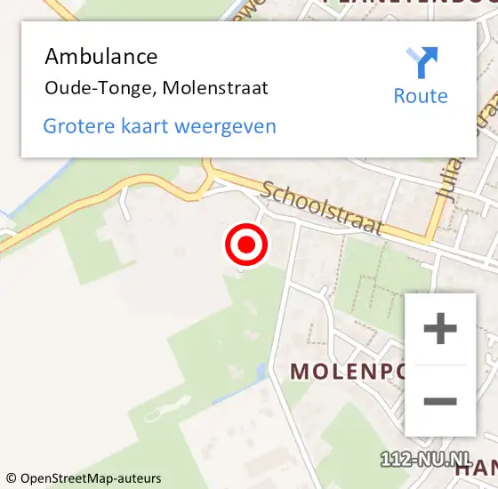 Locatie op kaart van de 112 melding: Ambulance Oude-Tonge, Molenstraat op 7 april 2020 14:37