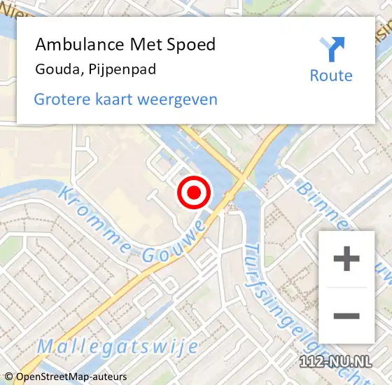 Locatie op kaart van de 112 melding: Ambulance Met Spoed Naar Gouda, Pijpenpad op 7 april 2020 15:40