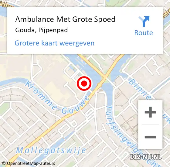 Locatie op kaart van de 112 melding: Ambulance Met Grote Spoed Naar Gouda, Pijpenpad op 7 april 2020 15:43