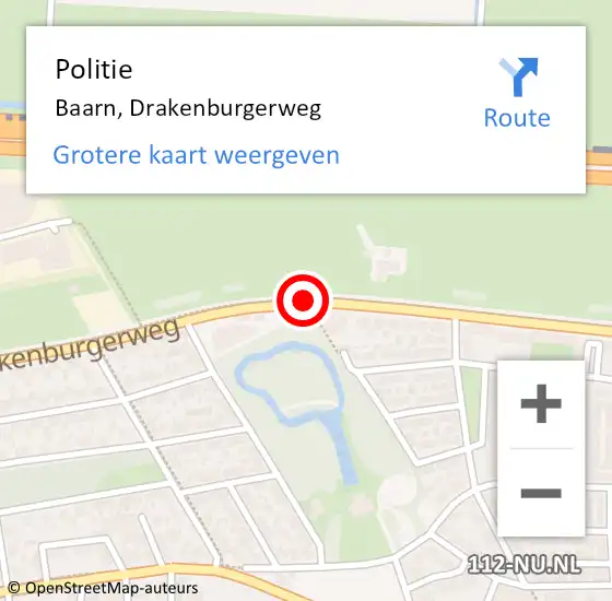 Locatie op kaart van de 112 melding: Politie Baarn, Drakenburgerweg op 7 april 2020 15:55