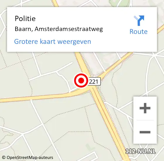 Locatie op kaart van de 112 melding: Politie Baarn, Amsterdamsestraatweg op 7 april 2020 15:59