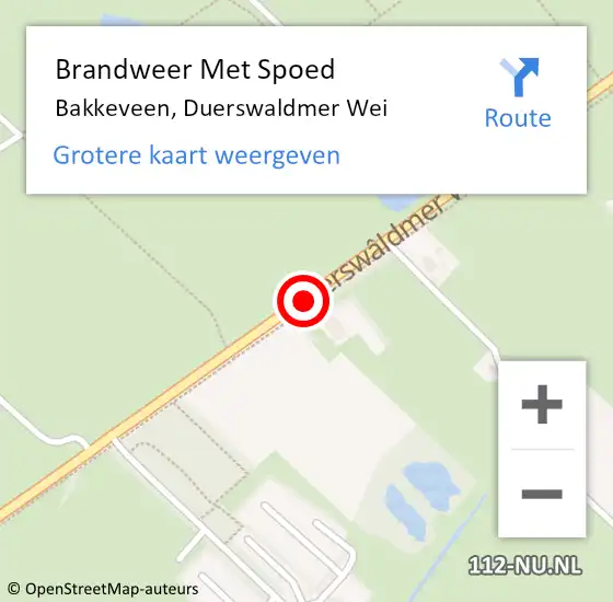 Locatie op kaart van de 112 melding: Brandweer Met Spoed Naar Bakkeveen, Duerswaldmer Wei op 7 april 2020 16:37