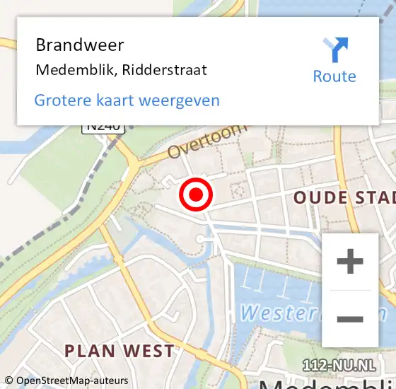 Locatie op kaart van de 112 melding: Brandweer Medemblik, Ridderstraat op 7 april 2020 17:25