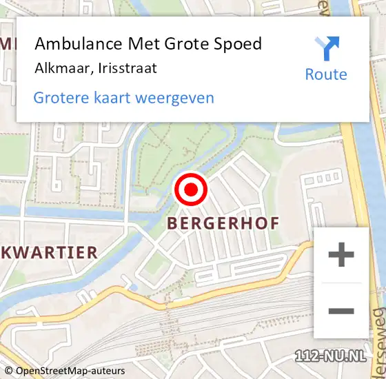 Locatie op kaart van de 112 melding: Ambulance Met Grote Spoed Naar Alkmaar, Irisstraat op 7 april 2020 17:40
