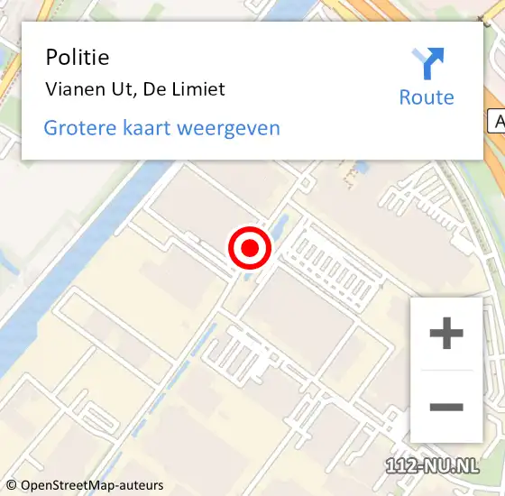 Locatie op kaart van de 112 melding: Politie Vianen Ut, De Limiet op 7 april 2020 17:52