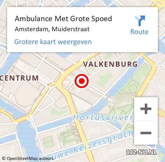Locatie op kaart van de 112 melding: Ambulance Met Grote Spoed Naar Amsterdam, Muiderstraat op 7 april 2020 17:59