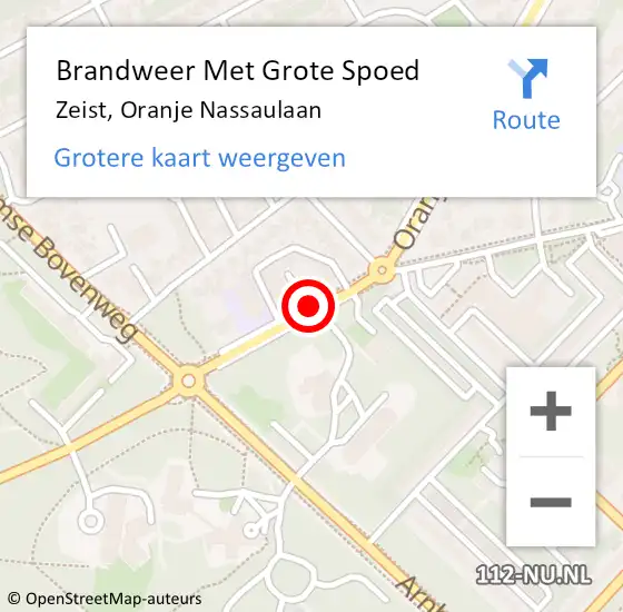 Locatie op kaart van de 112 melding: Brandweer Met Grote Spoed Naar Zeist, Oranje Nassaulaan op 7 april 2020 18:12