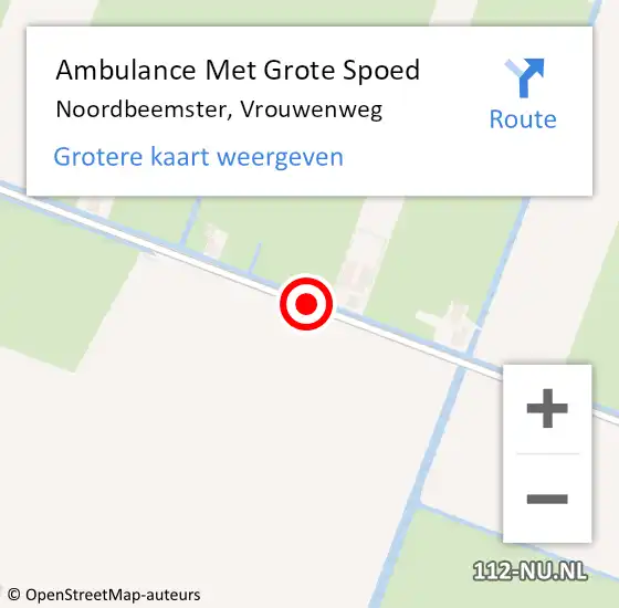 Locatie op kaart van de 112 melding: Ambulance Met Grote Spoed Naar Noordbeemster, Vrouwenweg op 7 april 2020 19:52