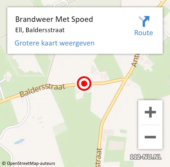 Locatie op kaart van de 112 melding: Brandweer Met Spoed Naar Ell, Baldersstraat op 7 april 2020 19:57