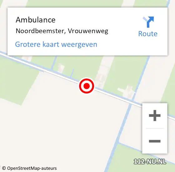 Locatie op kaart van de 112 melding: Ambulance Noordbeemster, Vrouwenweg op 7 april 2020 19:59