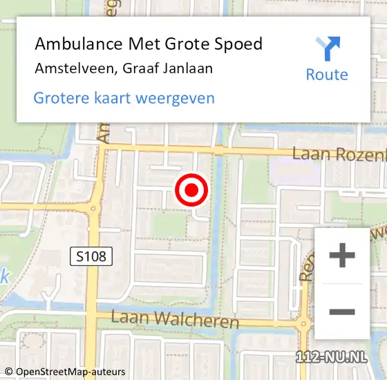 Locatie op kaart van de 112 melding: Ambulance Met Grote Spoed Naar Amstelveen, Graaf Janlaan op 7 april 2020 20:37