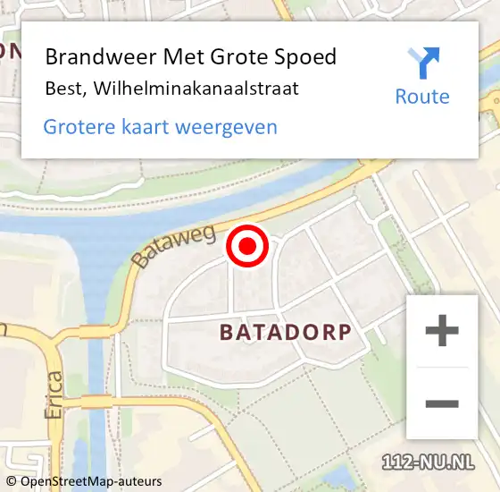 Locatie op kaart van de 112 melding: Brandweer Met Grote Spoed Naar Best, Wilhelminakanaalstraat op 7 april 2020 22:07