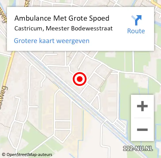 Locatie op kaart van de 112 melding: Ambulance Met Grote Spoed Naar Castricum, Meester Bodewesstraat op 8 april 2020 00:28