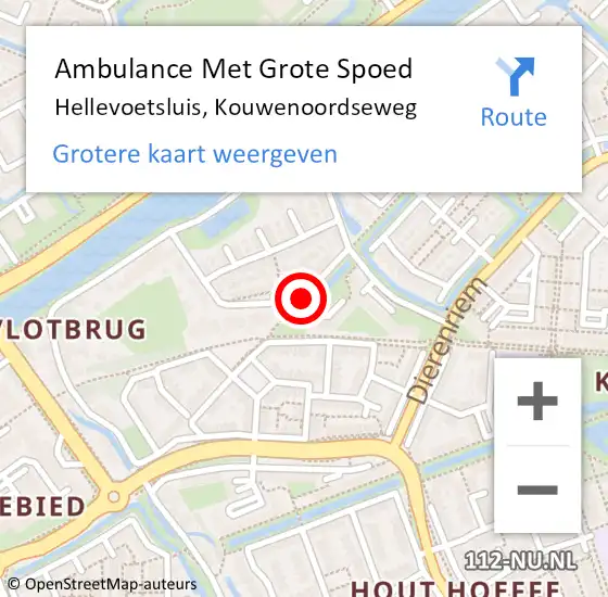 Locatie op kaart van de 112 melding: Ambulance Met Grote Spoed Naar Hellevoetsluis, Kouwenoordseweg op 8 april 2020 00:49