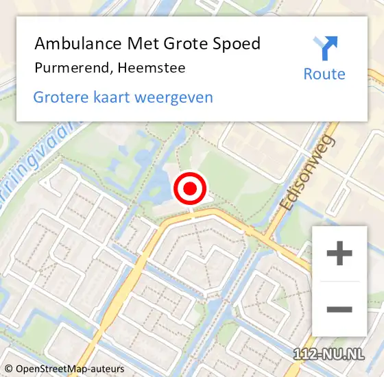 Locatie op kaart van de 112 melding: Ambulance Met Grote Spoed Naar Purmerend, Heemstee op 8 april 2020 03:06