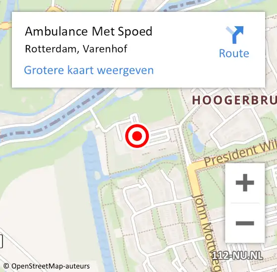 Locatie op kaart van de 112 melding: Ambulance Met Spoed Naar Rotterdam, Varenhof op 8 april 2020 03:08