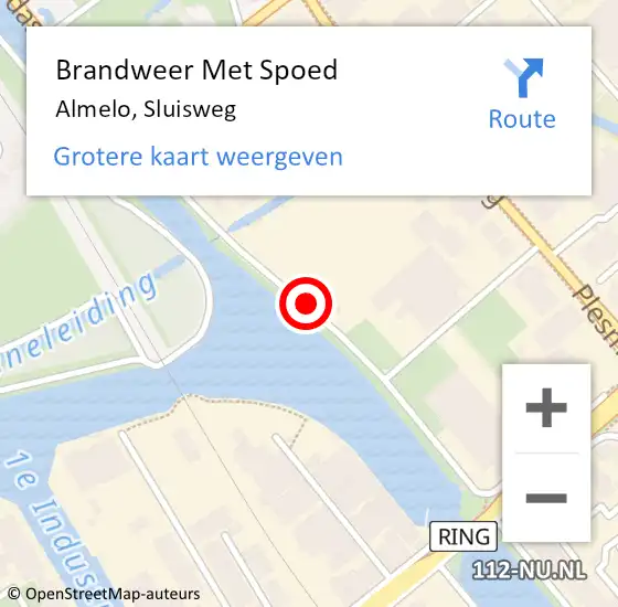 Locatie op kaart van de 112 melding: Brandweer Met Spoed Naar Almelo, Sluisweg op 8 april 2020 08:20