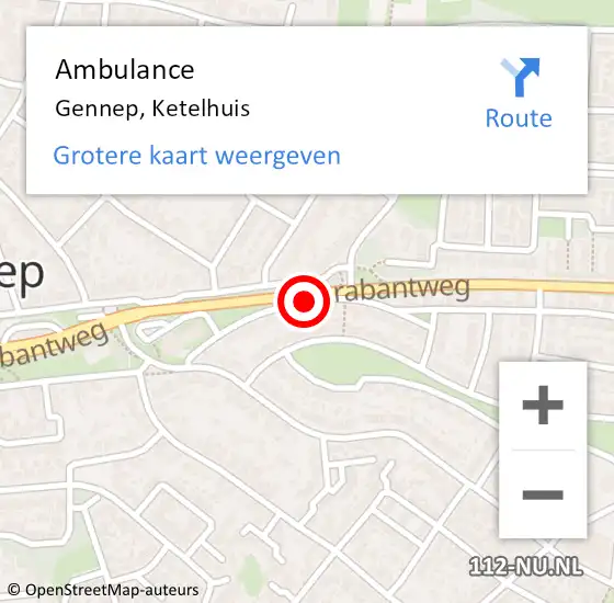 Locatie op kaart van de 112 melding: Ambulance Gennep, Ketelhuis op 8 april 2020 09:03