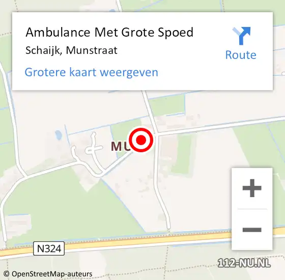 Locatie op kaart van de 112 melding: Ambulance Met Grote Spoed Naar Schaijk, Munstraat op 8 april 2020 09:44