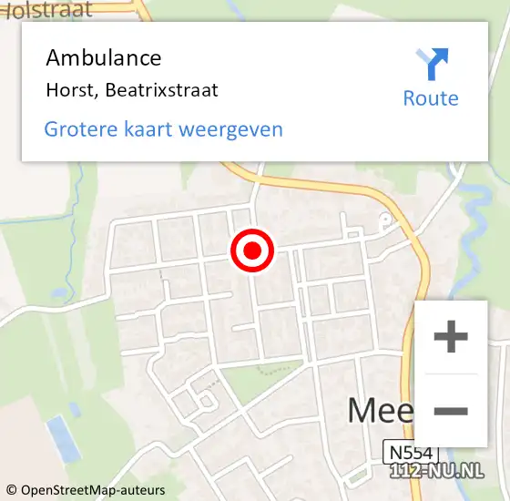 Locatie op kaart van de 112 melding: Ambulance Horst, Beatrixstraat op 8 april 2020 09:57