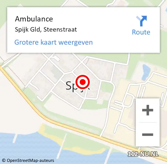 Locatie op kaart van de 112 melding: Ambulance Spijk Gld, Steenstraat op 8 april 2020 10:02
