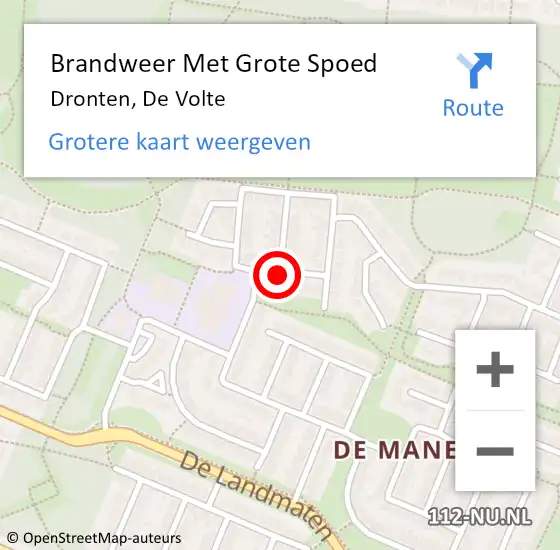 Locatie op kaart van de 112 melding: Brandweer Met Grote Spoed Naar Dronten, De Volte op 8 april 2020 10:39