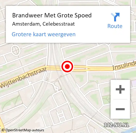 Locatie op kaart van de 112 melding: Brandweer Met Grote Spoed Naar Amsterdam, Celebesstraat op 8 april 2020 10:46
