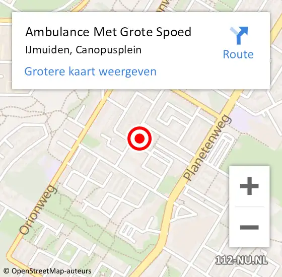 Locatie op kaart van de 112 melding: Ambulance Met Grote Spoed Naar IJmuiden, Canopusplein op 8 april 2020 11:00