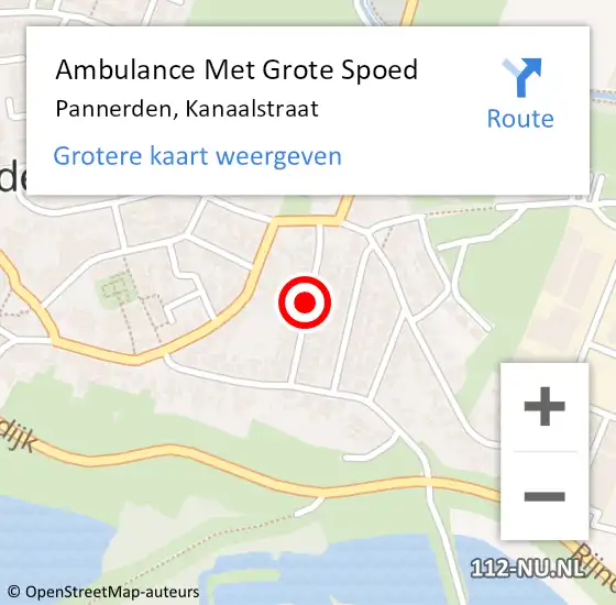 Locatie op kaart van de 112 melding: Ambulance Met Grote Spoed Naar Pannerden, Kanaalstraat op 8 april 2020 11:11