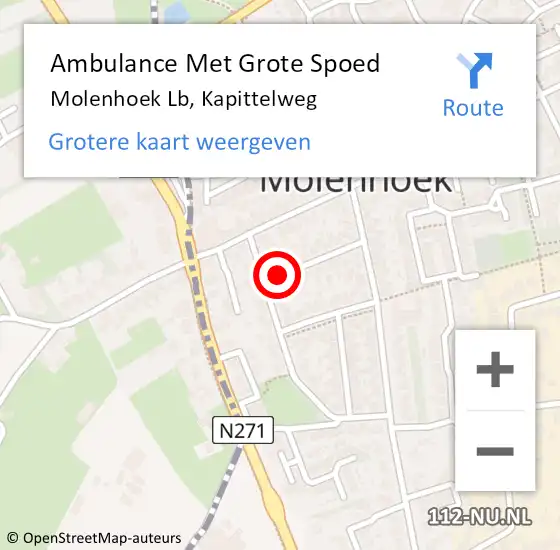 Locatie op kaart van de 112 melding: Ambulance Met Grote Spoed Naar Molenhoek Lb, Kapittelweg op 3 mei 2014 13:32