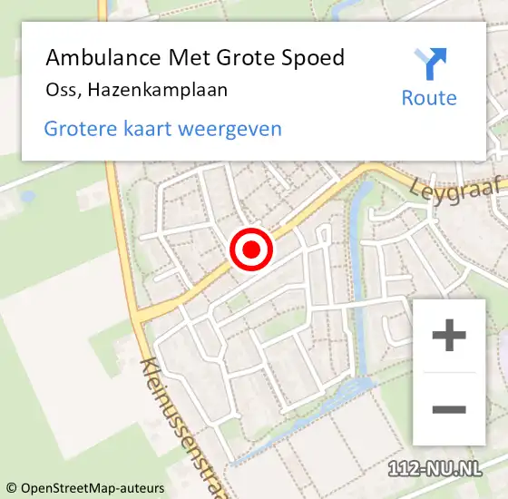 Locatie op kaart van de 112 melding: Ambulance Met Grote Spoed Naar Oss, Hazenkamplaan op 8 april 2020 11:33