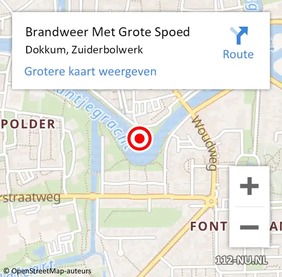 Locatie op kaart van de 112 melding: Brandweer Met Grote Spoed Naar Dokkum, Zuiderbolwerk op 3 mei 2014 13:36