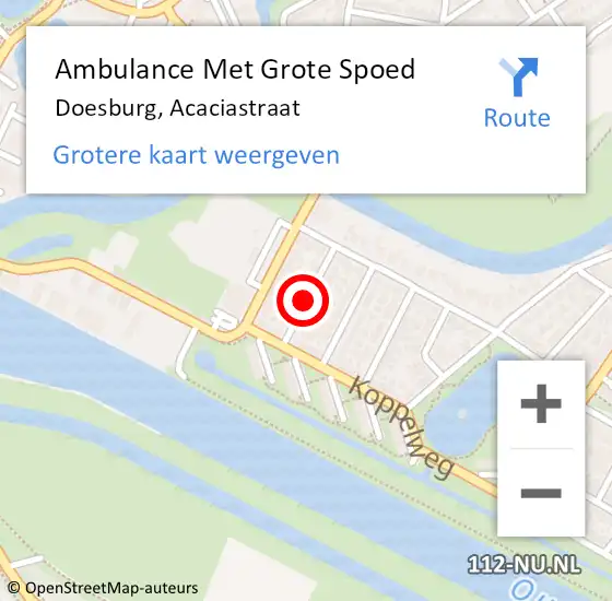 Locatie op kaart van de 112 melding: Ambulance Met Grote Spoed Naar Doesburg, Acaciastraat op 8 april 2020 12:10