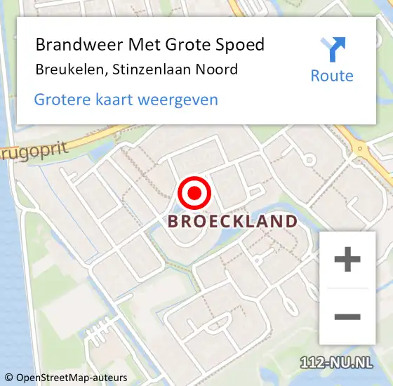 Locatie op kaart van de 112 melding: Brandweer Met Grote Spoed Naar Breukelen, Stinzenlaan Noord op 8 april 2020 12:34