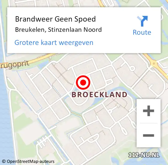 Locatie op kaart van de 112 melding: Brandweer Geen Spoed Naar Breukelen, Stinzenlaan Noord op 8 april 2020 12:36