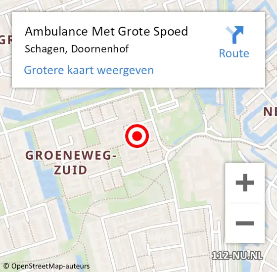Locatie op kaart van de 112 melding: Ambulance Met Grote Spoed Naar Schagen, Doornenhof op 8 april 2020 12:43