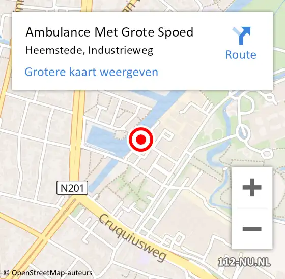 Locatie op kaart van de 112 melding: Ambulance Met Grote Spoed Naar Heemstede, Industrieweg op 8 april 2020 12:49