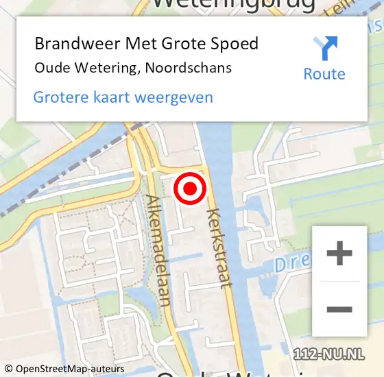 Locatie op kaart van de 112 melding: Brandweer Met Grote Spoed Naar Oude Wetering, Noordschans op 3 mei 2014 13:43