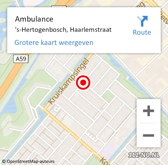 Locatie op kaart van de 112 melding: Ambulance 's-Hertogenbosch, Haarlemstraat op 8 april 2020 13:16