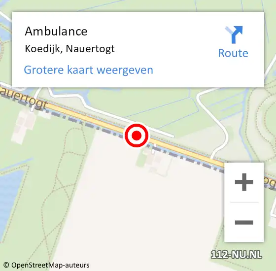 Locatie op kaart van de 112 melding: Ambulance Koedijk, Nauertogt op 8 april 2020 13:53