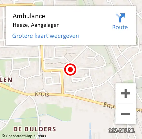 Locatie op kaart van de 112 melding: Ambulance Heeze, Aangelagen op 8 april 2020 14:02