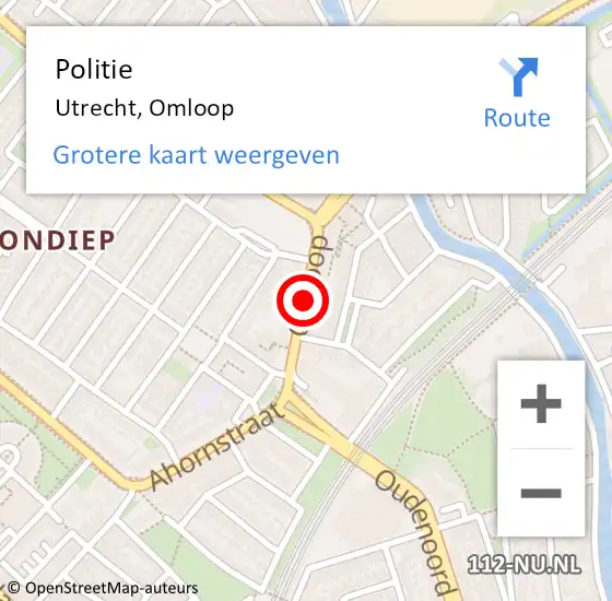 Locatie op kaart van de 112 melding: Politie Utrecht, Omloop op 8 april 2020 14:05