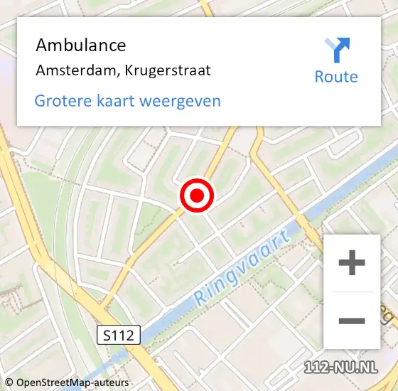 Locatie op kaart van de 112 melding: Ambulance Amsterdam, Krugerstraat op 8 april 2020 14:23