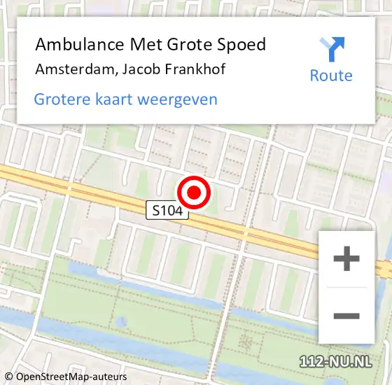 Locatie op kaart van de 112 melding: Ambulance Met Grote Spoed Naar Amsterdam, Jacob Frankhof op 8 april 2020 14:59