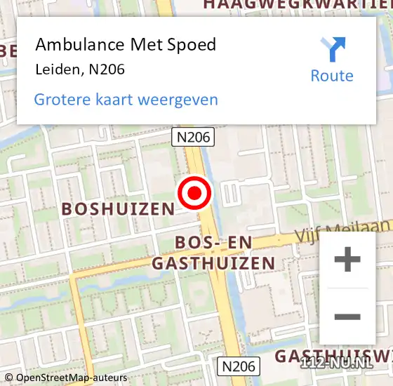 Locatie op kaart van de 112 melding: Ambulance Met Spoed Naar Leiden, N206 op 8 april 2020 15:03