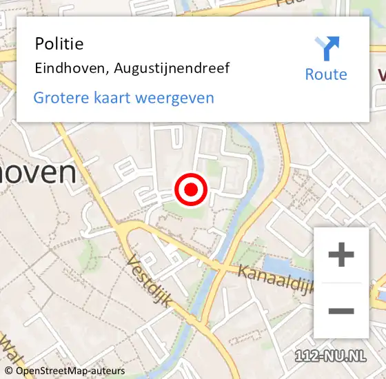 Locatie op kaart van de 112 melding: Politie Eindhoven, Augustijnendreef op 8 april 2020 15:21
