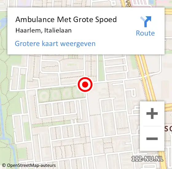 Locatie op kaart van de 112 melding: Ambulance Met Grote Spoed Naar Haarlem, Italielaan op 8 april 2020 15:27