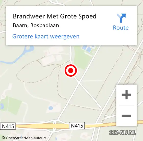 Locatie op kaart van de 112 melding: Brandweer Met Grote Spoed Naar Baarn, Bosbadlaan op 8 april 2020 15:39