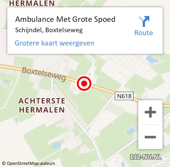 Locatie op kaart van de 112 melding: Ambulance Met Grote Spoed Naar Schijndel, Boxtelseweg op 8 april 2020 16:04